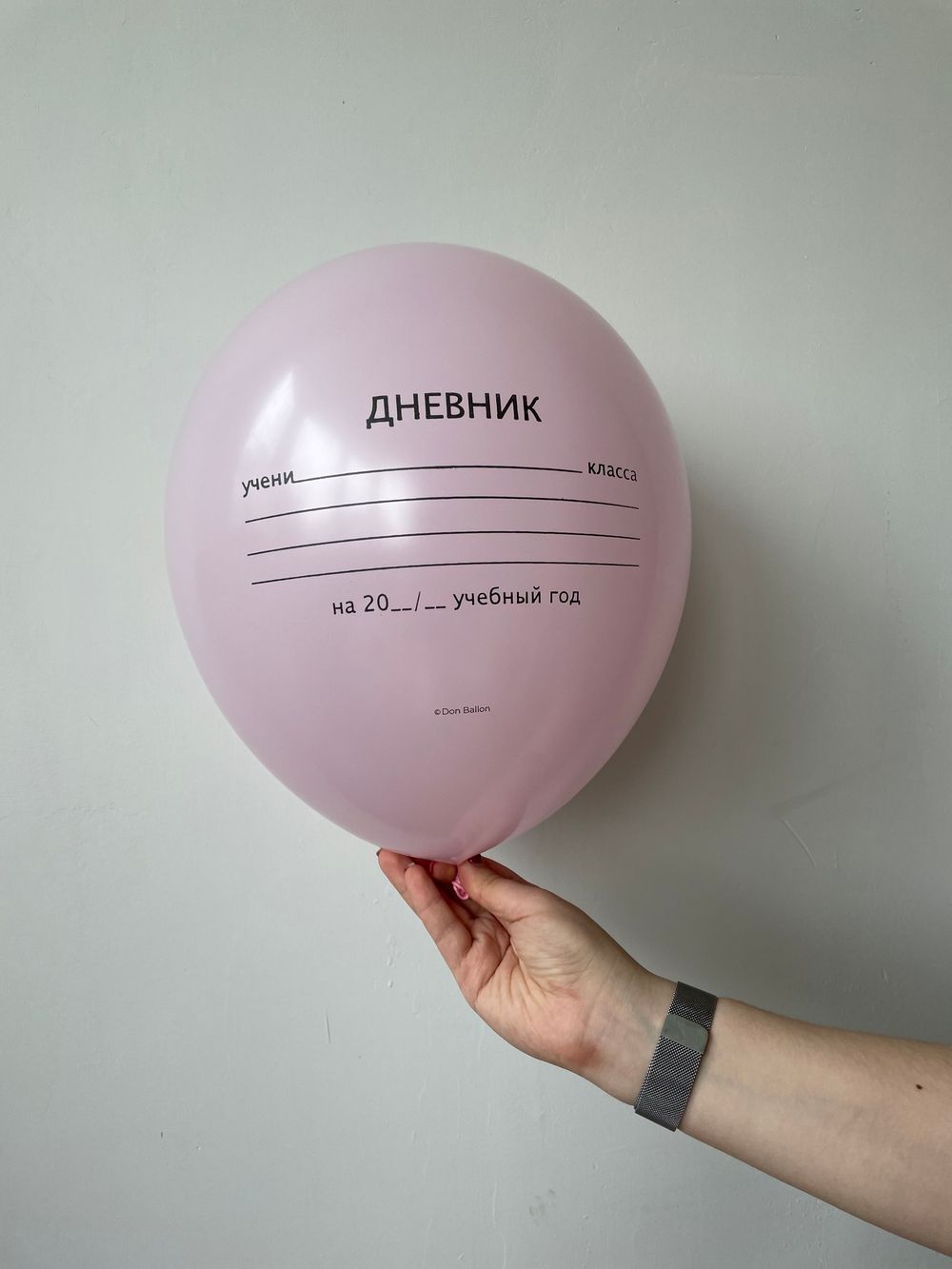 K Шар 12"/30 см, пастель, "Школьный дневник", с 2-х ст. рис. (розовый)  Изображение2