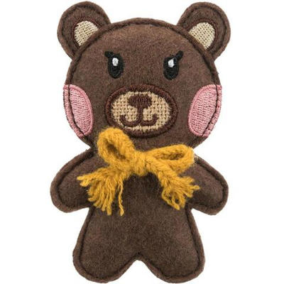 Игрушка "Медведь",ткань, с кошачьей мятой, 10 см, Trixie