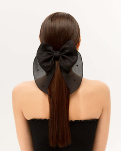 Бант объемный S черный с декором в виде черных камней