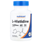 Nutricost, L-гистидин, 60 капсул (600 мг в 1 капсуле)