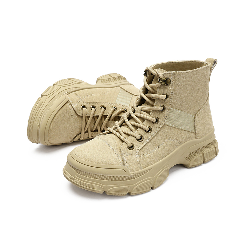 UBZ Desert Boots Cow Split Leather Short Combat Boots Women"s Sand Dune