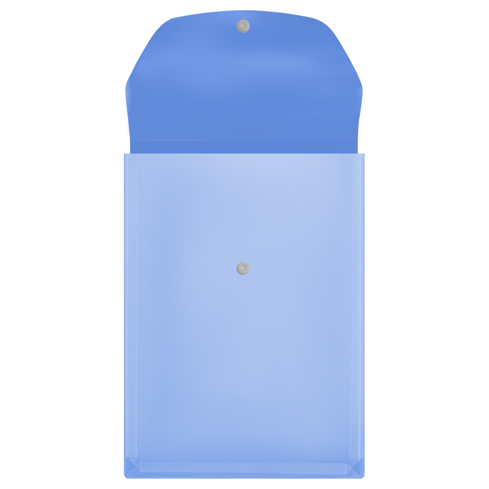 Папка-конверт на кнопке СТАММ А4, ПВХ, 180мкм, вертикальная, расширяющаяся до 250л., цветная, синяя ММ-322021