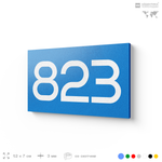 Номер на дверь 823, табличка на дверь для офиса, квартиры, кабинета, аудитории, склада, голубая 120х70 мм, Айдентика Технолоджи