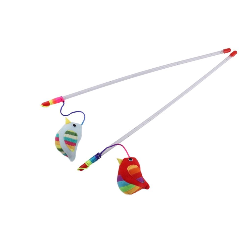 Игрушка-дразнилка NUNBELL для кошек Птичка с пищалкой на палочке l=47см микс Игрушка-дразнилка NUNBELL для кошек Птичка с пищалкой на палочке l=47см микс