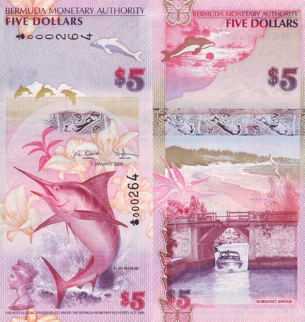 Бермуды 5 доллар 2009 Сомерсетский мост UNC
