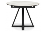 Керамический стол Woodville Нельсон 100(140)х100х76 alpine white, черный, ножки черные