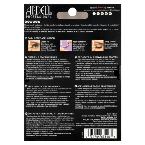 Ardell, Ресницы, тонкие, 113 черный, 6 пар