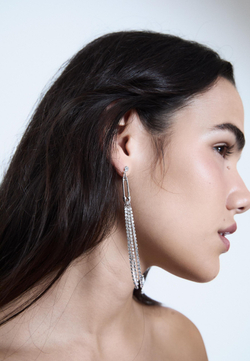 STRADIVARIUS Серьги-подвески с булавками и стразами, серый