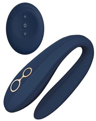 Синий вибратор для пар Ares с пультом ДУ (Цвет: синий)