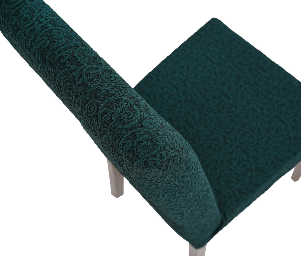 Чехол на стул без оборки Жаккард, цвет Изумрудный