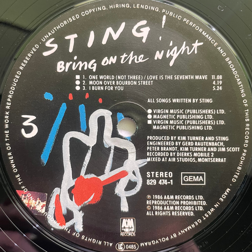Sting ‎– Bring On The Night 2LP (Германия 1986г.)