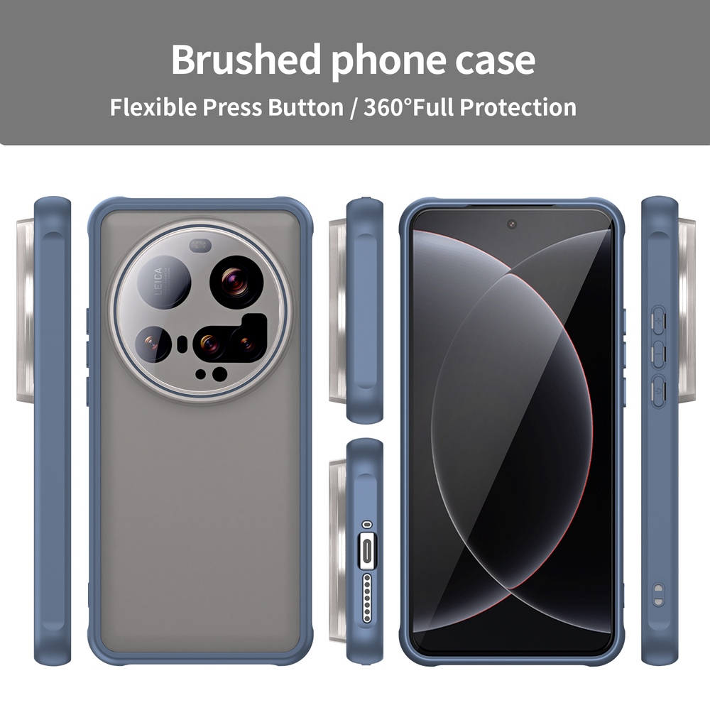 Защитный чехол с синими боковыми рамками для Xiaomi 15 Ultra, задняя крышка тонированная прозрачная