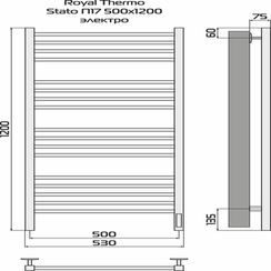 Полотенцесушитель Royal Thermo Stato П17 500х1200 электро (встроен. диммер) черный