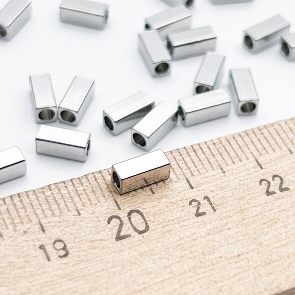 Бусина Брусок, сталь, размер 7*3 мм, цена за набор 10 штук