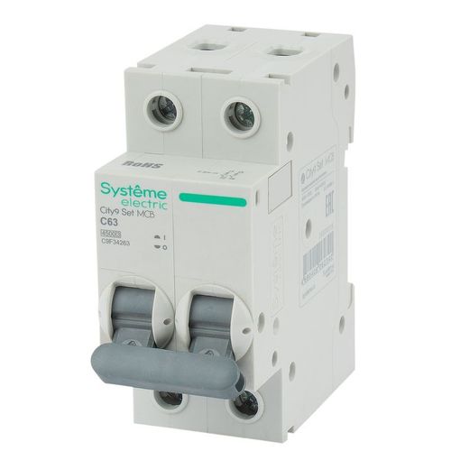 Выключатель автоматический двухполюсной C 63А 4.5кА City9 Systeme Electric