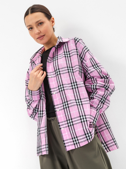 Рубашка 22904 оверсайз розовая