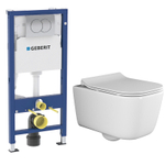 Комплект подвесной безободковый унитаз Ceramica Nova New Day CN3005 с крышкой-сиденьем микролифт + инсталляция Geberit Delta 458.149.21.1 с кнопкой, хром глянцевый