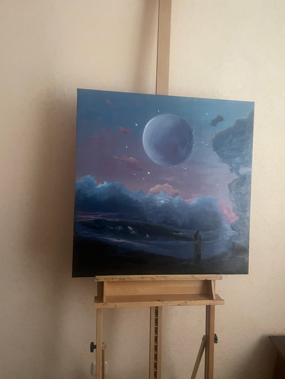 Картина маслом на холсте "Искатель" 75х75 см. Деревянный подрамник. Художник Наталия Осадчук