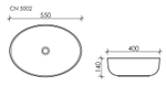Умывальник чаша накладная овальная Element 550x400x140мм
