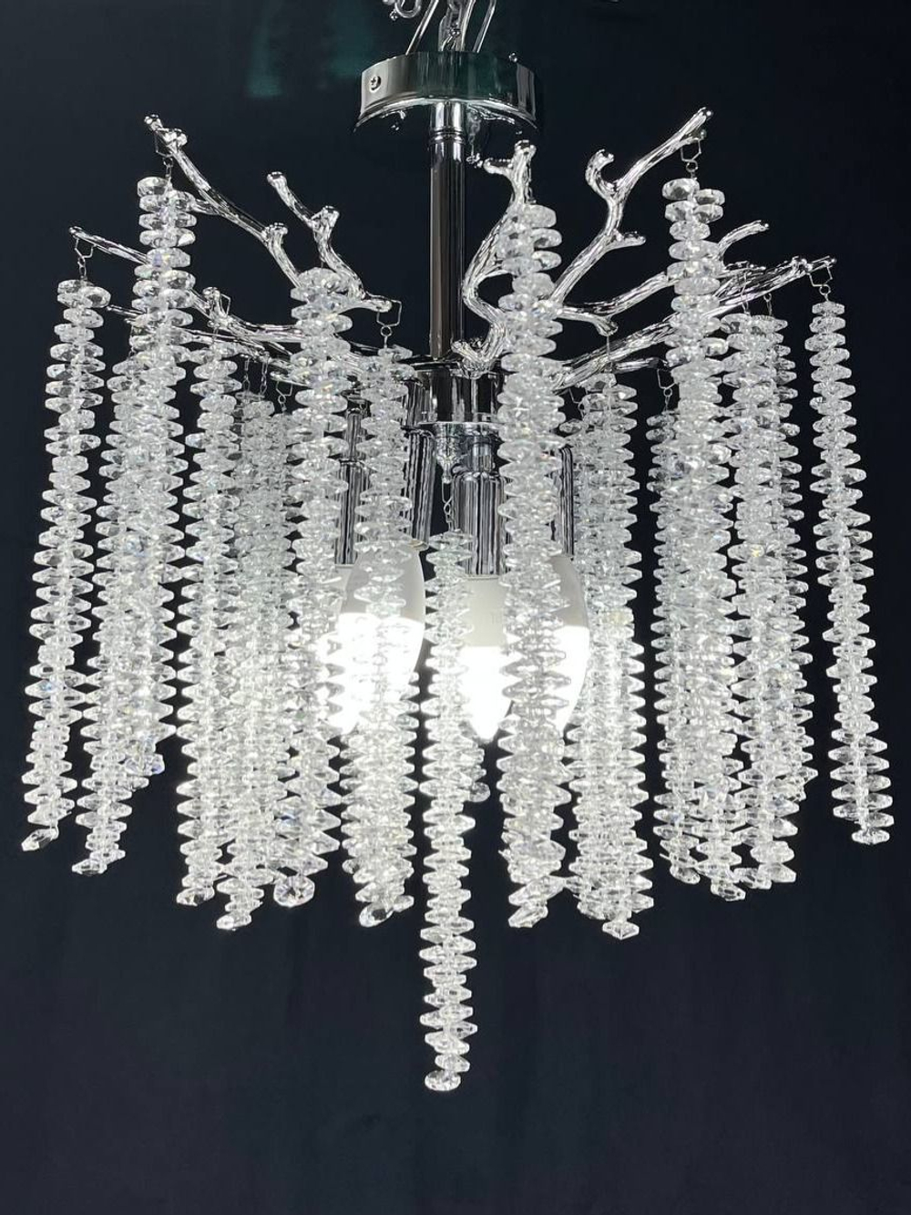 Люстра потолочная на штанге Lanbos, 3 лампы Е14, 180 Вт, до 12 кв м, хром