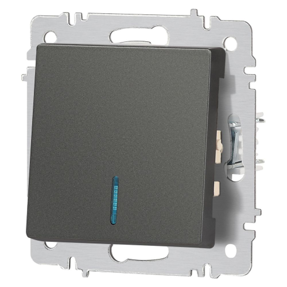 Выключатель Intro Accent 6-102-07 с подсветкой, 10А-250В, IP20, СУ, AL/CU, графит