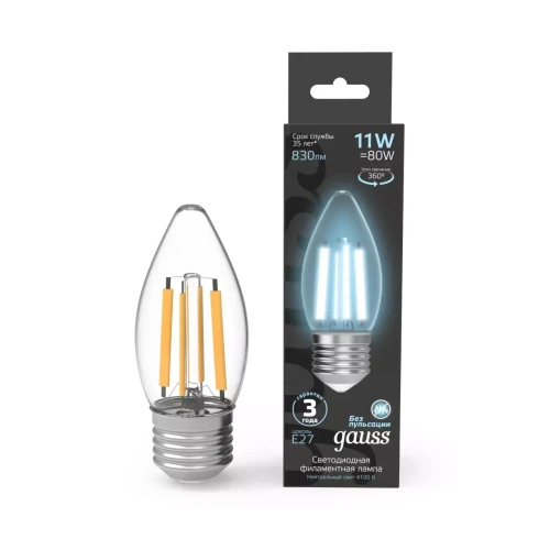 Лампа Gauss LED Filament Свеча 7W E27 580 lm 4100K 103802207