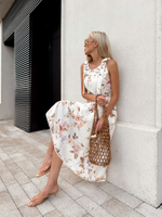 Платье из вискозы и льна в цветочный принт