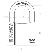 Замок навесной PL-PROTEC-3075 3key (PL-3075) англ. /блистер