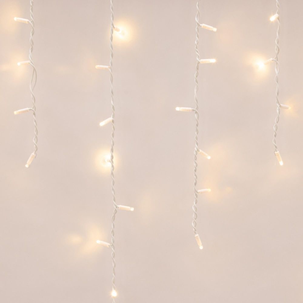 ULD-B3010-200-TWK WARMWHITE IP67 Бахрома светодиодная с эффектом мерцания. 3м. Соединяемая. 200 светодиодов. Теплый белый свет. Провод белый. TM Uniel.