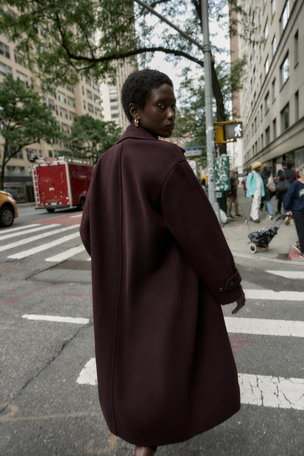 ZARA МЯГКОЕ ПАЛЬТО, БУРГУНДИ