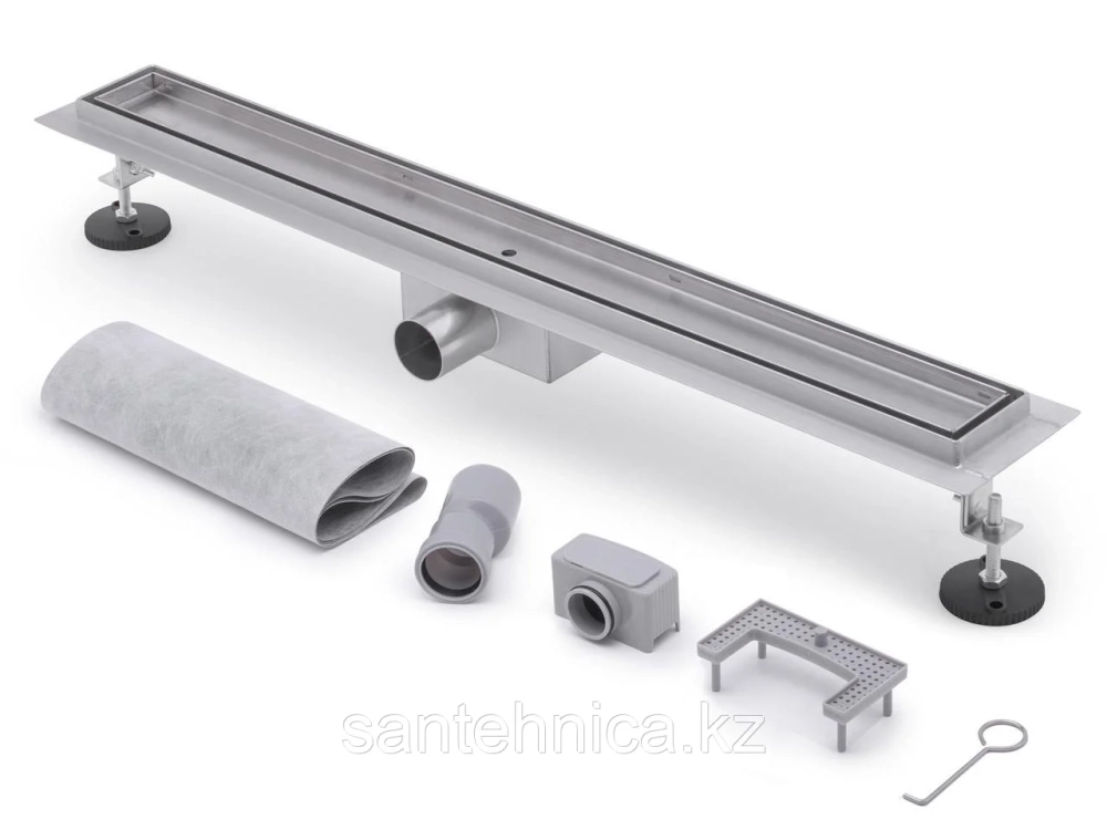 Трап линейный с сухим+гидрозатвором нержавейка решетка под плитку хром AOSKER Dn50 -700мм