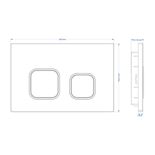 Кнопка смыва AZARIO NEW-TS механическая, двойной смыв, квадратные кнопки, ABS пластик, сатин (AZ-ABS-002-GG)
