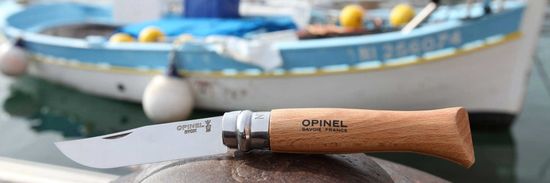 Складной нож Opinel №7, нержавеющая сталь, рукоять из бука, блистер c клинком из стали Sandvik™ 12С27, рукоять дерево (Бук)