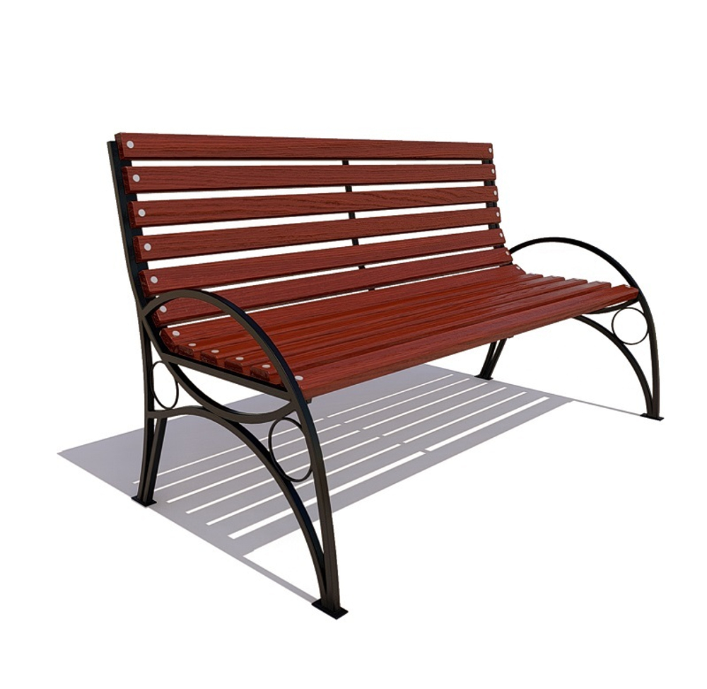 Скамейка стальная "Тверь" лиственница 1,8м, махагон