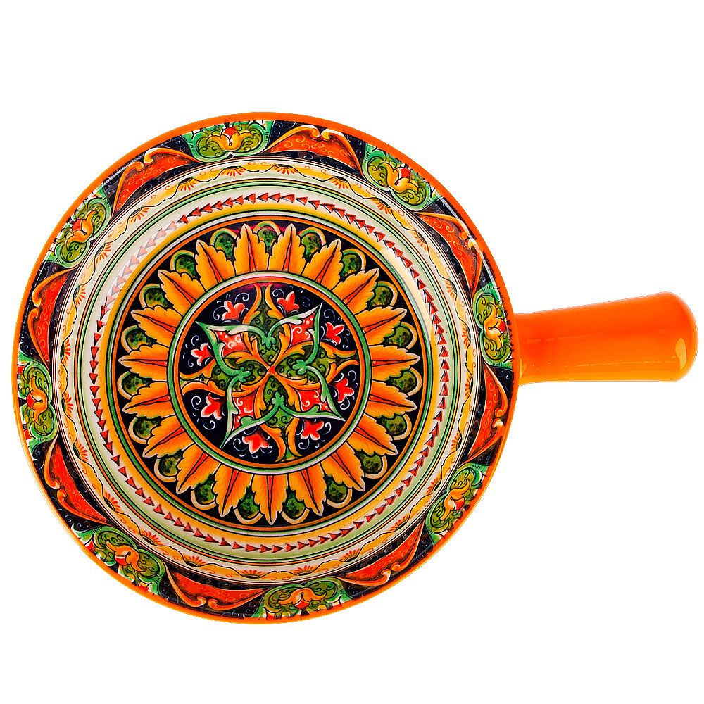 Кокотница с ручкой "Arabesque" (оранжевый) 22х16см (подарочная упаковка)