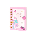 Блокнот 8,6 см * 11,4 см, Alingar, гребень, обложка пластик, тиснение, клетка, 70 л., "Девочка с розой"