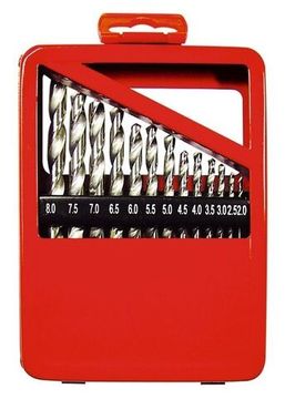 Набор сверл по металлу, 1-10 мм (через 0,5 мм), HSS, 19 шт., метал. коробка цил. хвостовик Matrix 72388