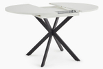 Стол кухонный обеденный круглый раздвижной Белый/Чёрный Муар, Мэдисон, 100,1х100х75 см