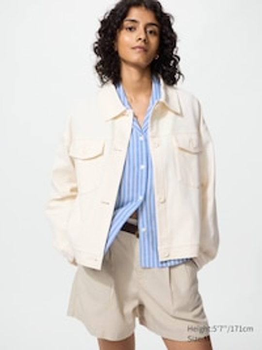 UNIQLO Свободная куртка, желтовато-белый