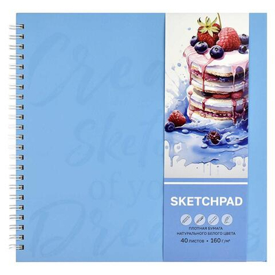 Скетчпад 40л. на гребне 210х210 мм, белый офсет "Десерт" (Феникс+)