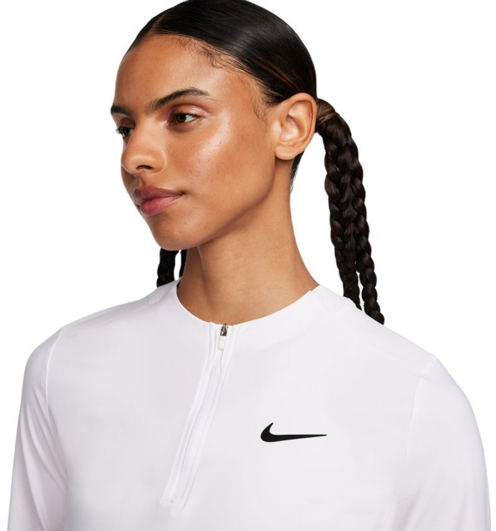 Женская теннисная футболка (dł. Рукава) Nike Court Advantage Dri-Fit 1/4-Zip Tennis Mid Layer - white/black