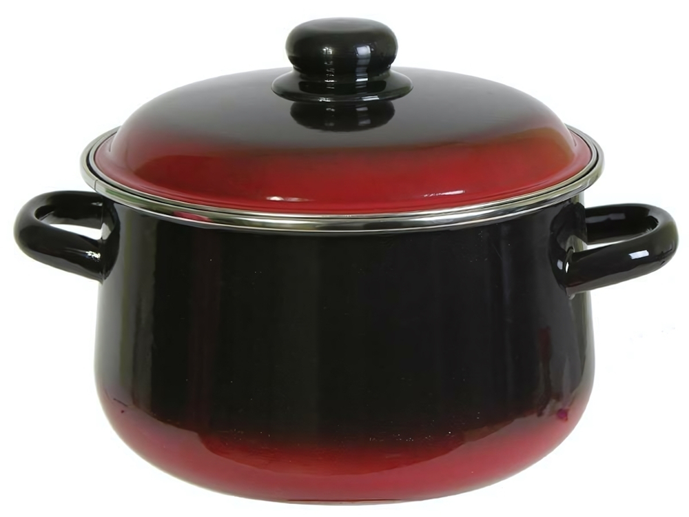 Кастрюля 4л коническая, черная с красным