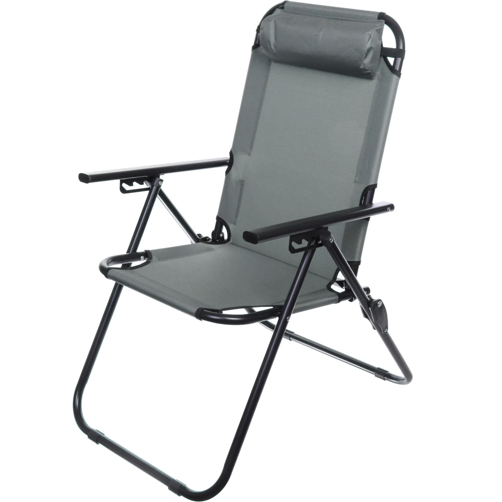 Кресло складное с подлокотниками TFS1608, 54*68*95 см, 3 положения, серый.