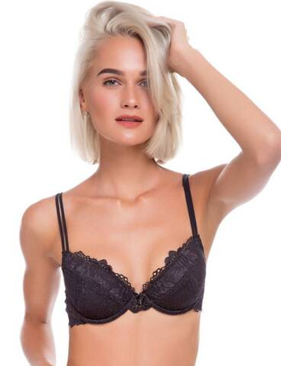 Кружевной бюстгальтер с эффектом пуш-ап (Размер: 3B) (Цвет: черный)
