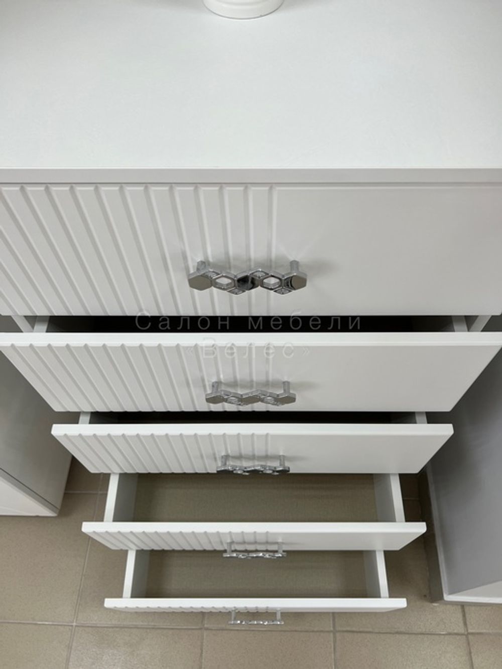 МС "Сандра" Комод с 5 ящиками 600*450*1100 Белый лофт, Велес