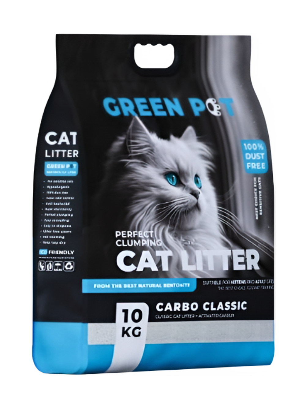 Green pet бентонитовый наполнитель для кошек гранулированный карбон