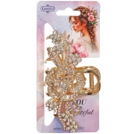 Заколка - краб для волос на блистере «LAVITA», роза, цвет серебро и золото, 10,5*5,5см