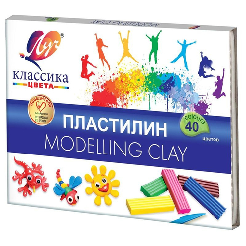 Пластилин 40цв 800г "Классика" стек карт упак ЛУЧ30С 1922-08