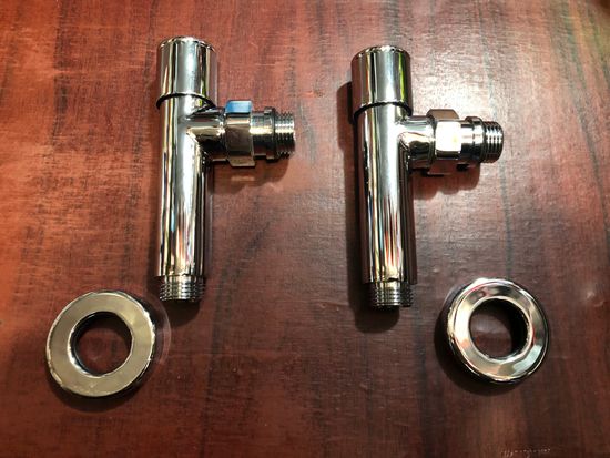 Кран для полотенцесушителя угловой 1/2х1/2" ш/ш круглый Tim, 2 шт