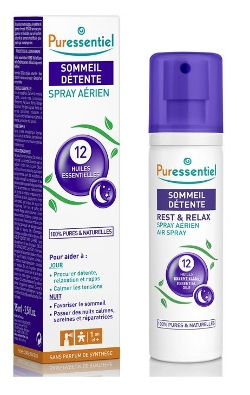 PURESSENTIEL Отдых и Релакс Спрей для воздуха 12 эфирных масел Sommeil Detente Spray Aerien 75 мл